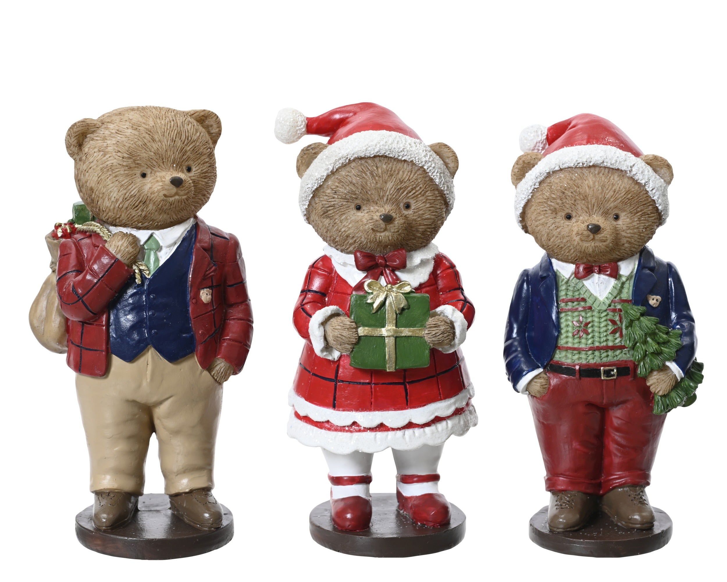 Kerstdeco beer kunststof 7x6.5x14.5cm - ass. (prijs per stuk)