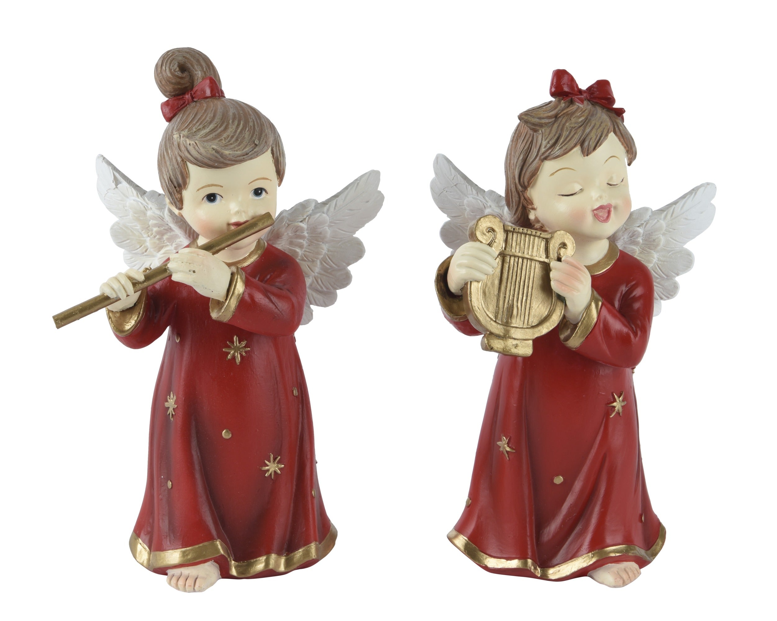 Kerstdeco engel kunststof 14.7cm - rood - ass. (prijs per stuk)