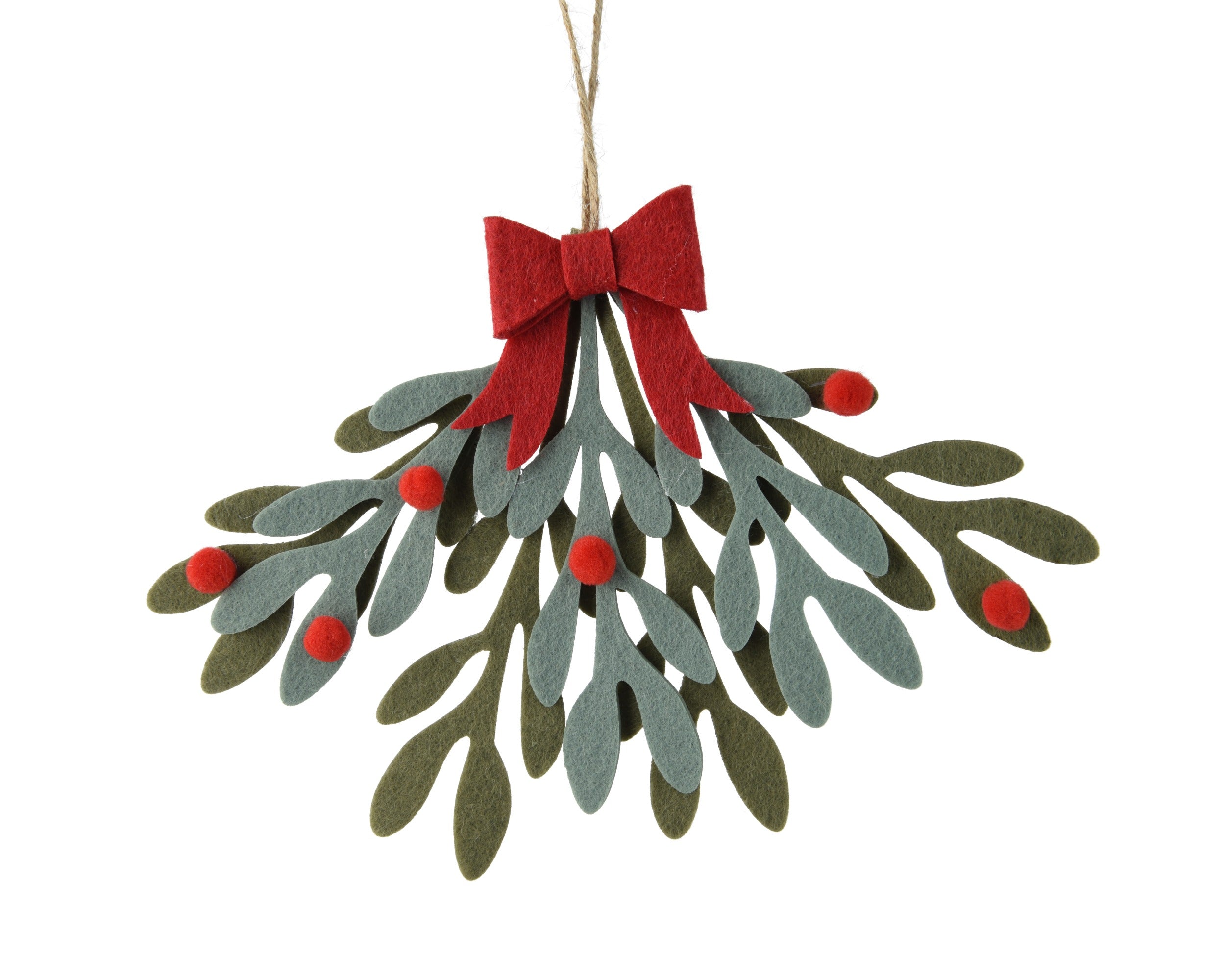 Kersthanger blad vilt 19.5x14.5cm - groen/rood