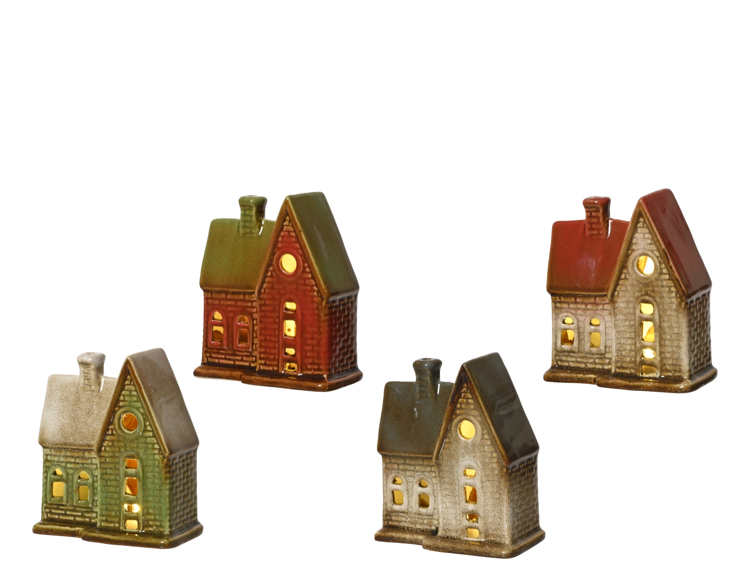 Lumineo LED huis keramiek 10.5x5.8x12cm - ass. (prijs per stuk)