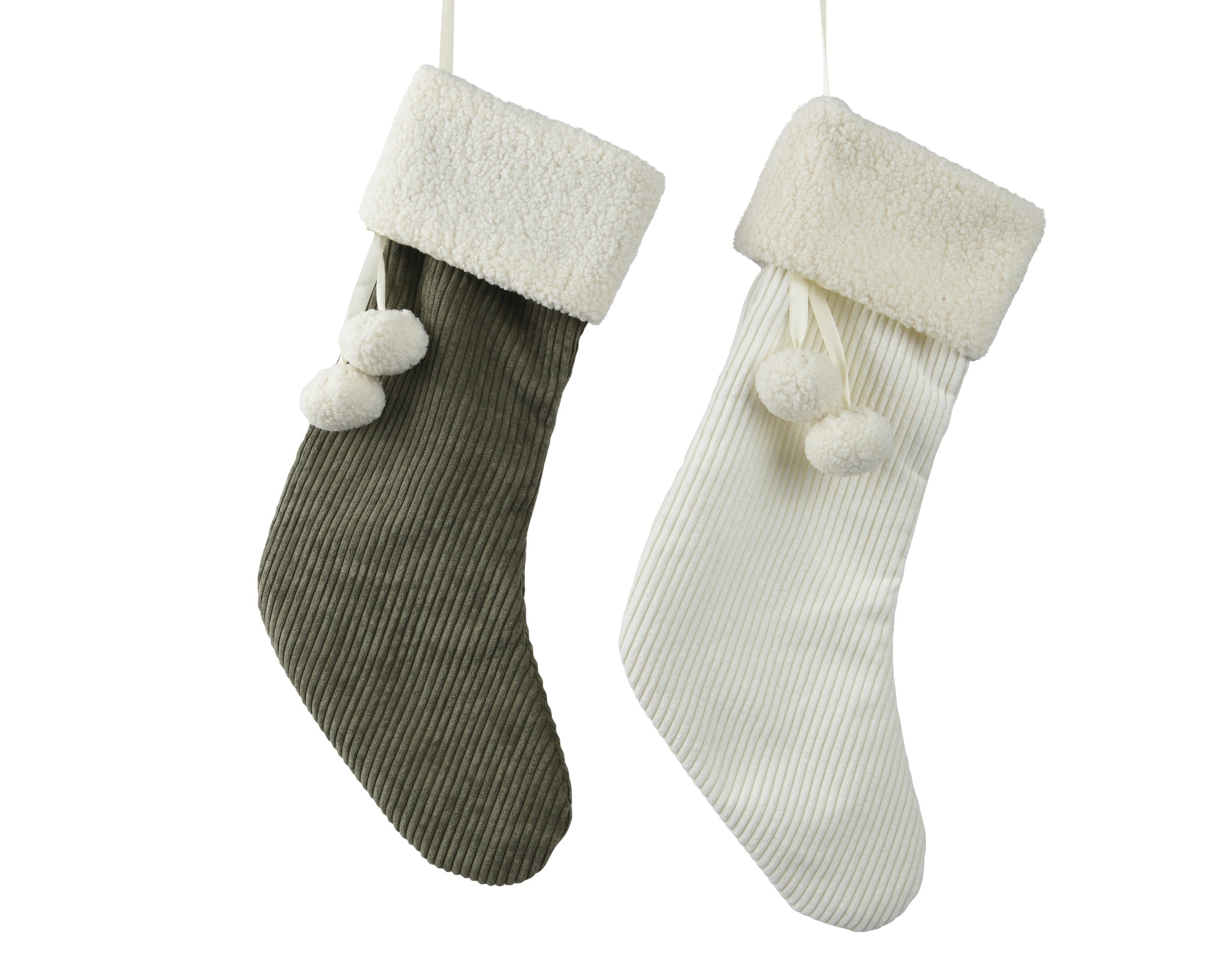 Kerstdeco kous polyester 35x45cm - ass. (prijs per stuk)