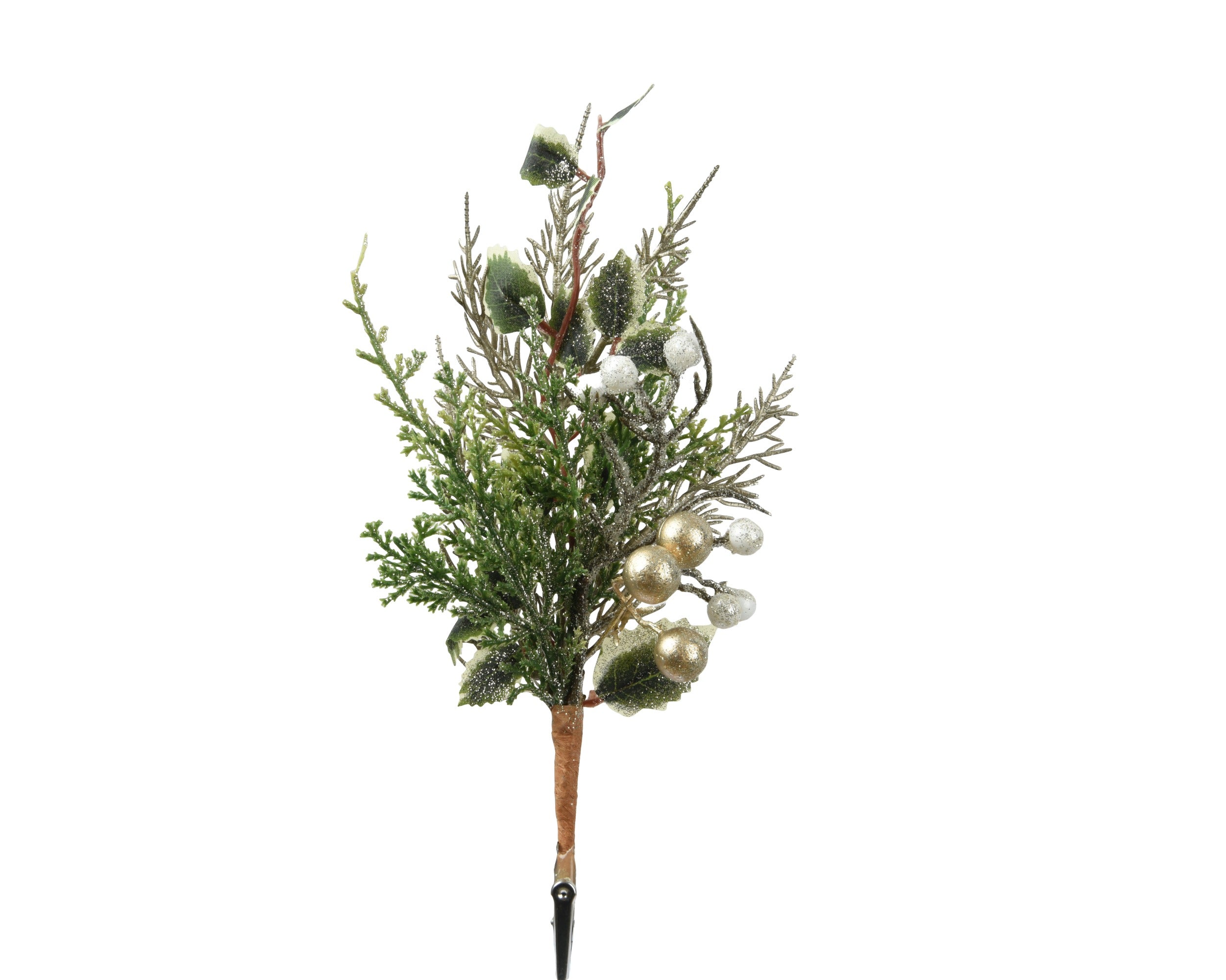 Kerst champagne clip 25cm 2st. - groen