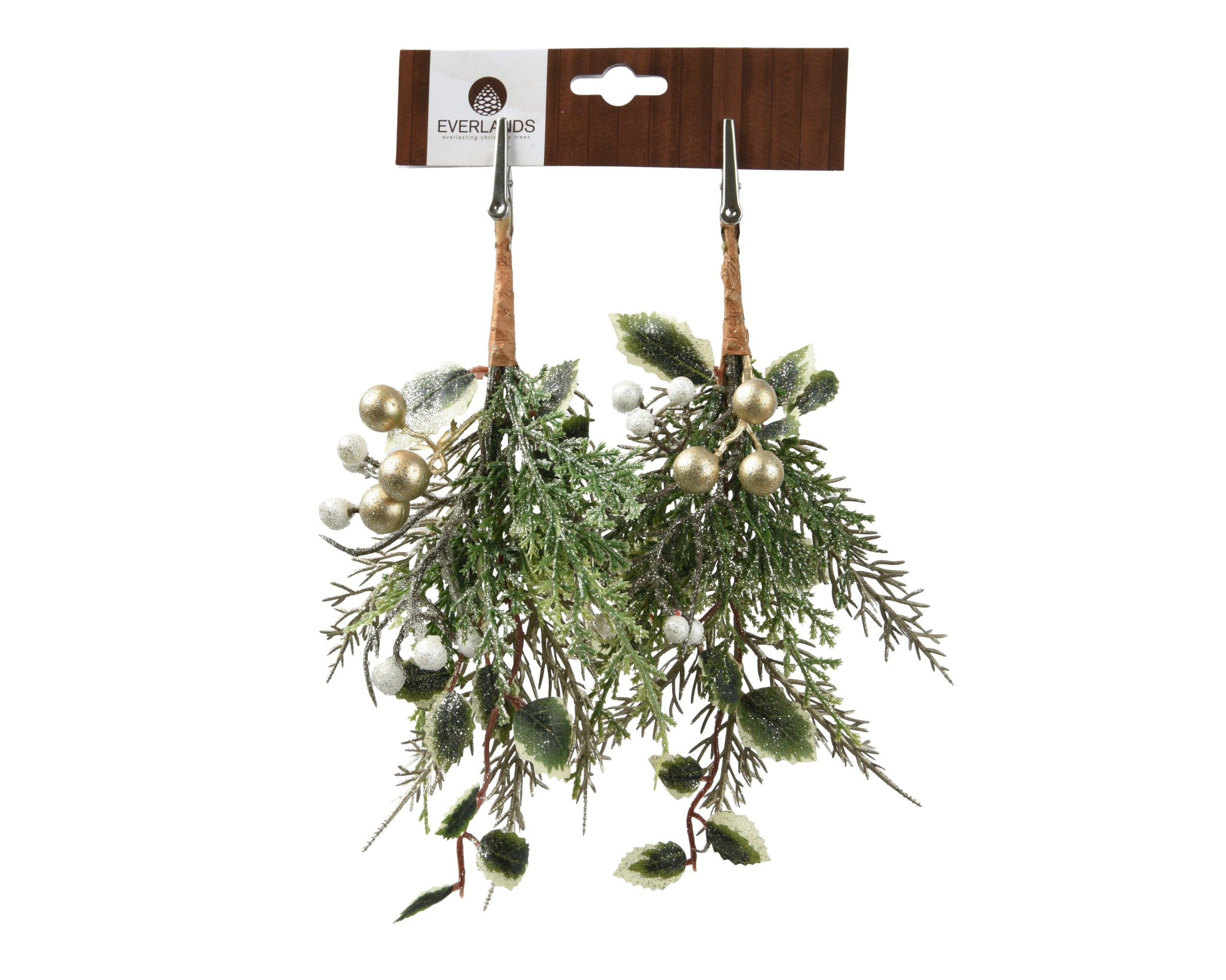 Kerst champagne clip 25cm 2st. - groen