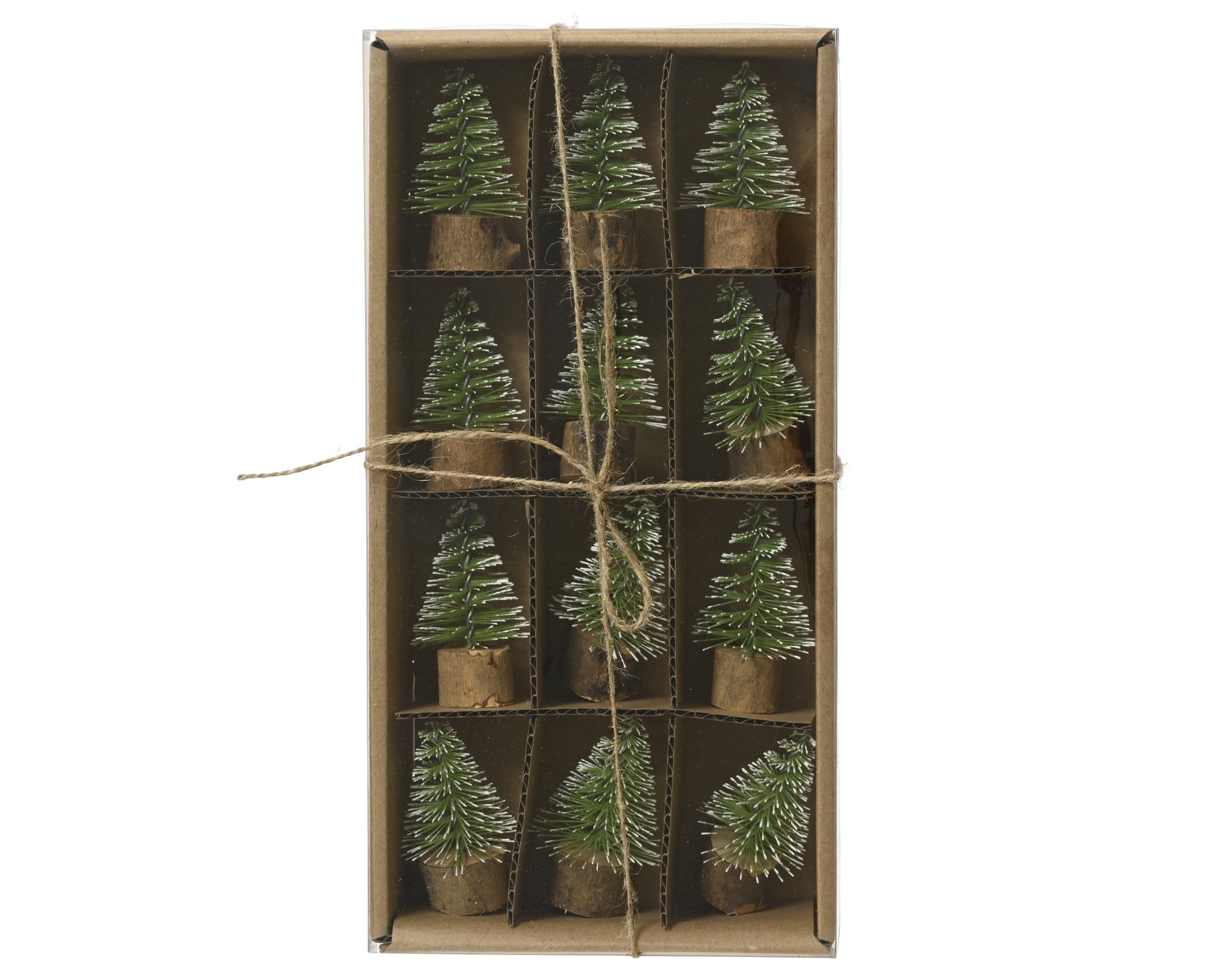Kerstdeco boom mini brush 3.5x7cm - groen/wit