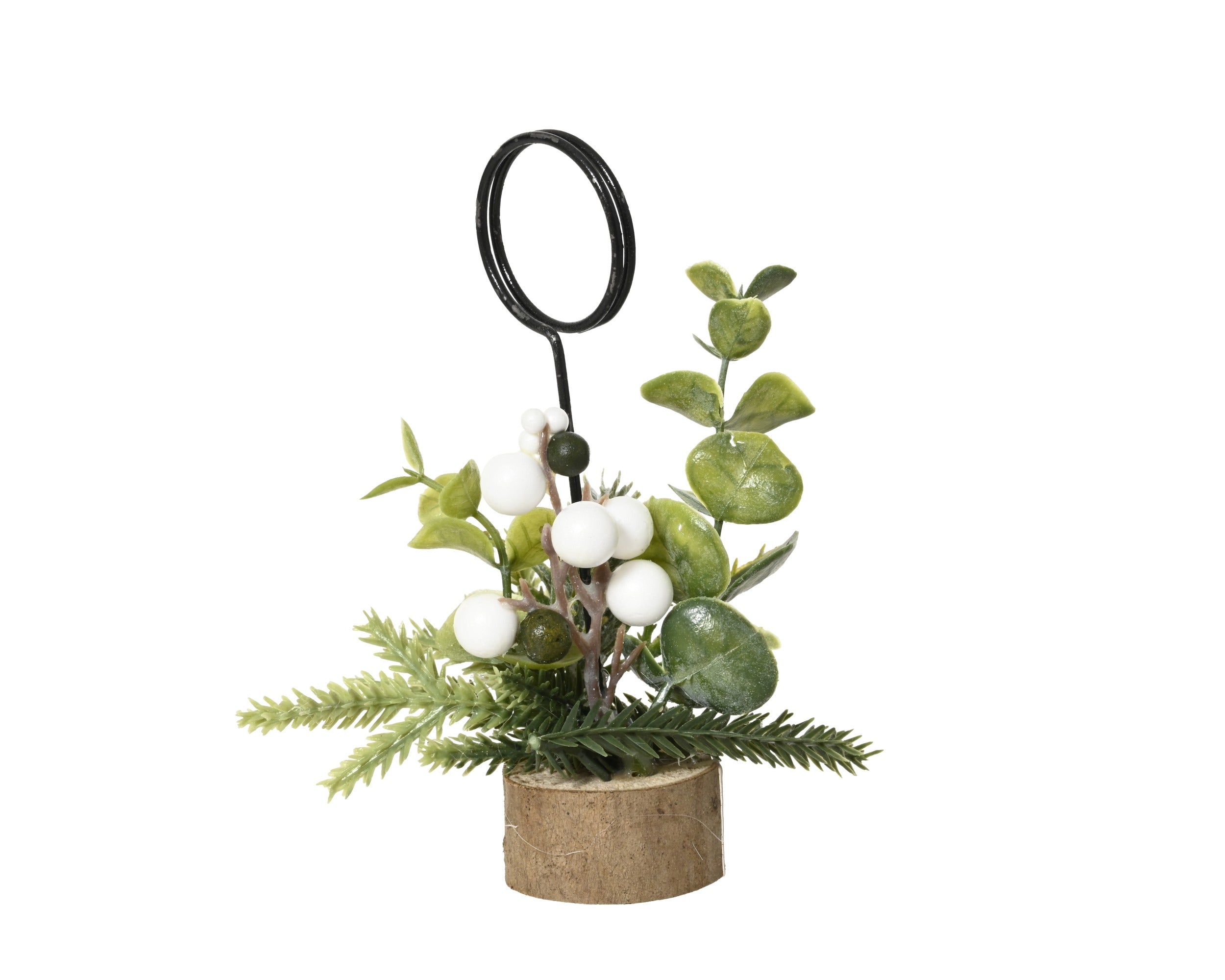Kerst kaarthouder distel 12c10cm - groen/wit