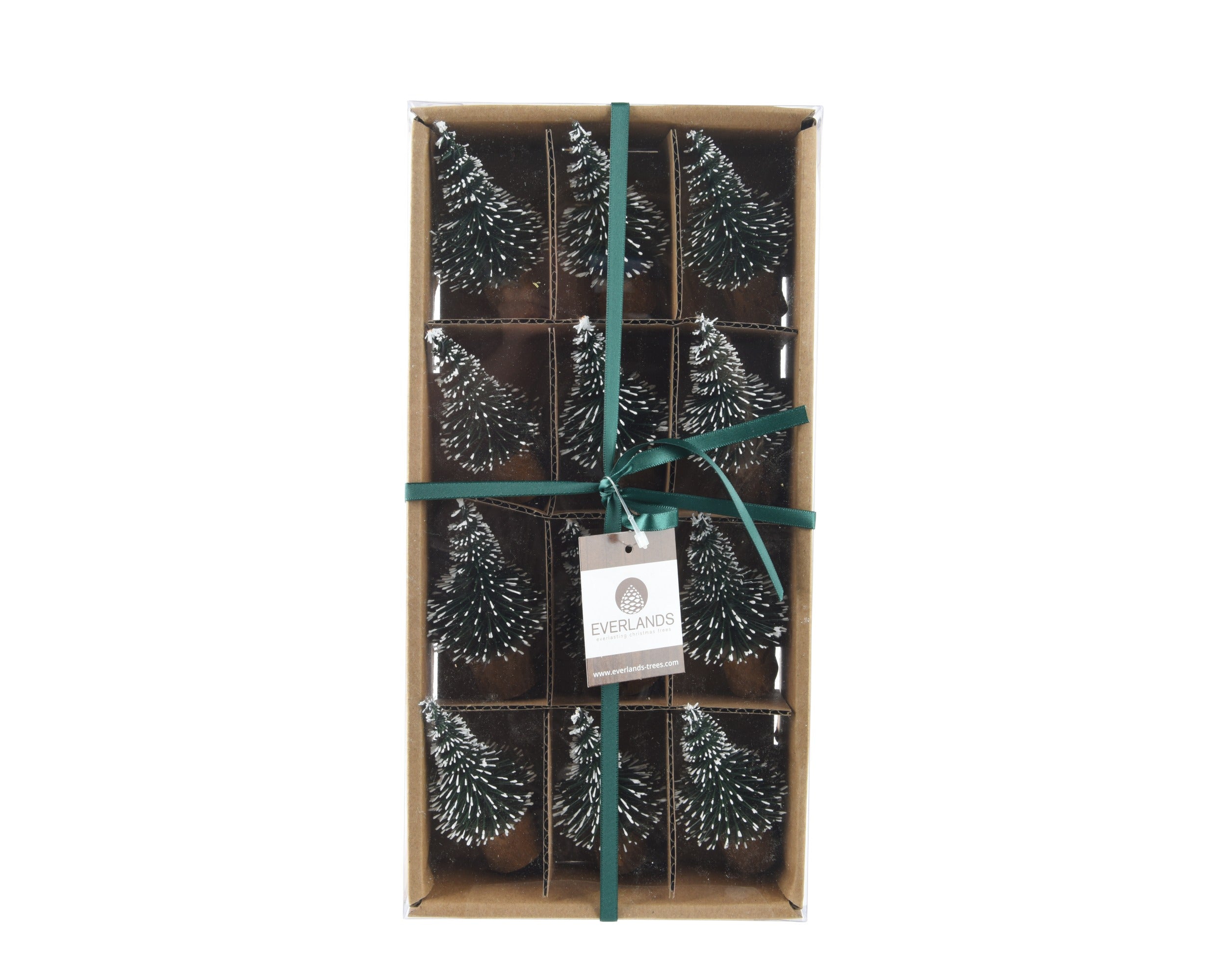 Kerstdeco boom mini brush 4.5x8cm - groen/wit
