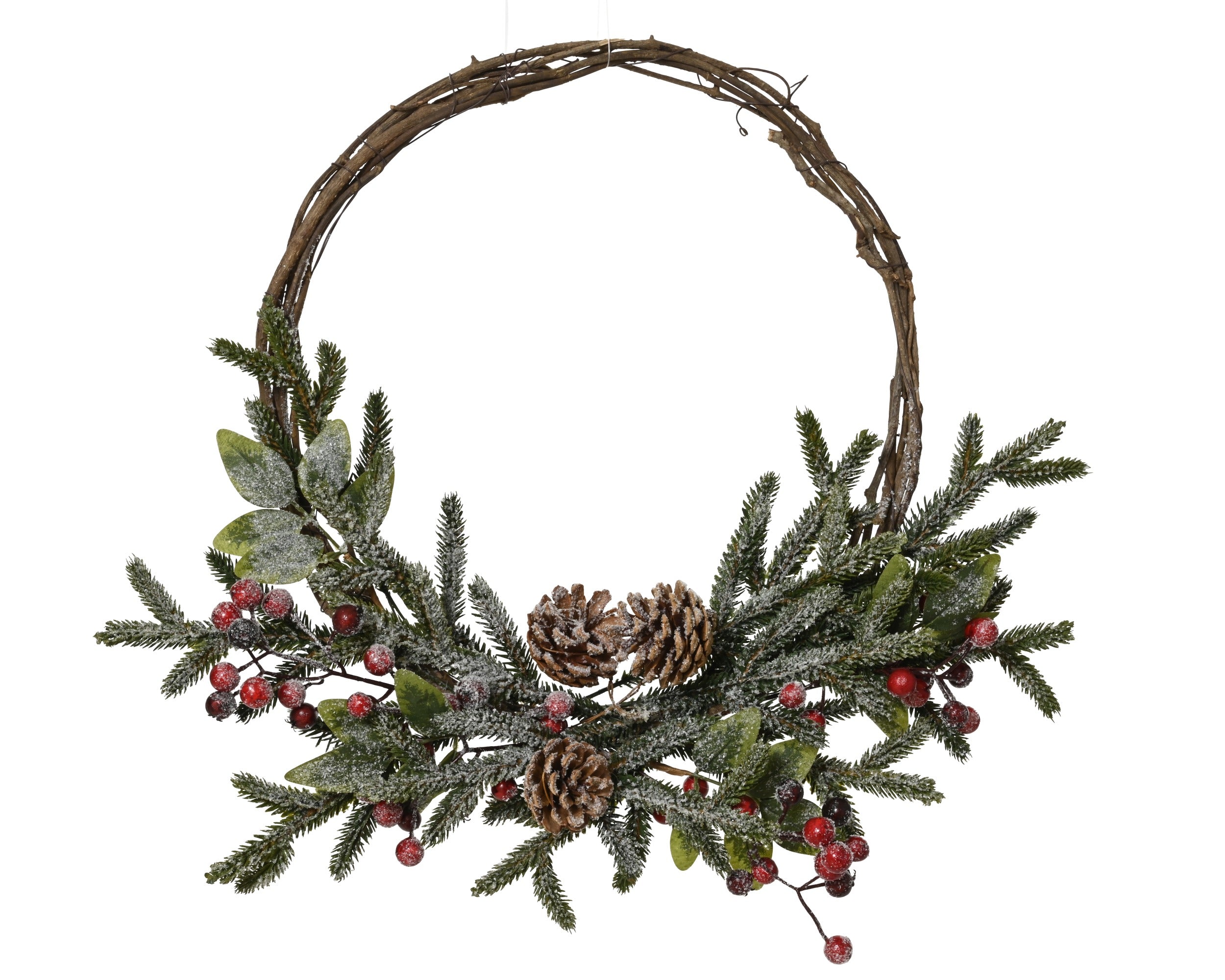 Kerstkrans berry frosted 40cm - groen/rood