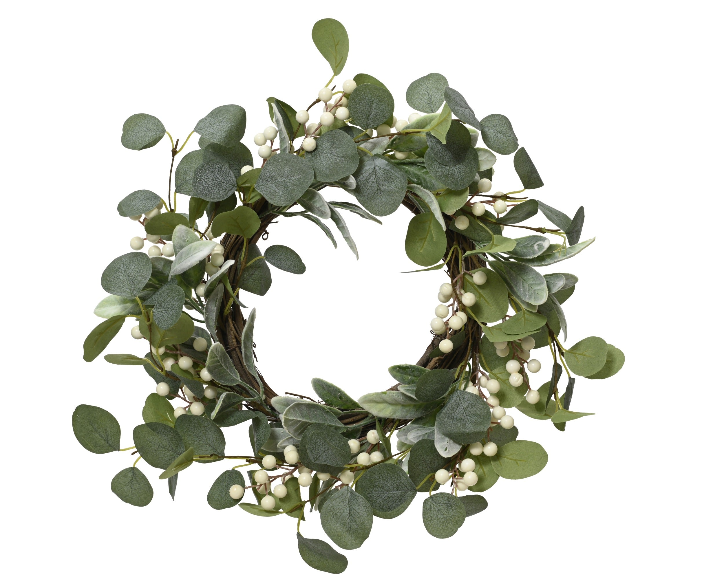 Kerstkrans berries 50cm - groen/wit