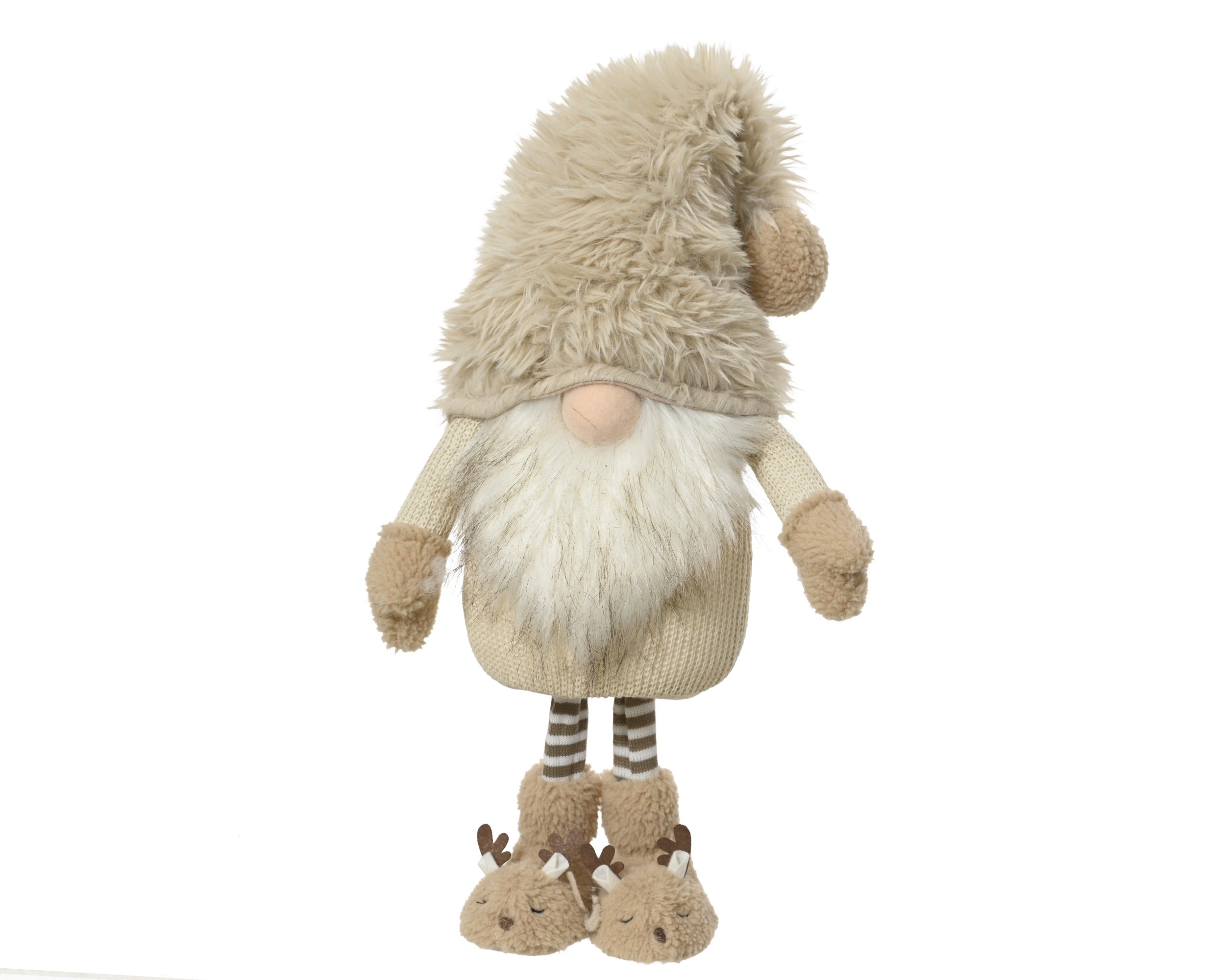 Kerstdeco gnoom staand 24x60cm - creme
