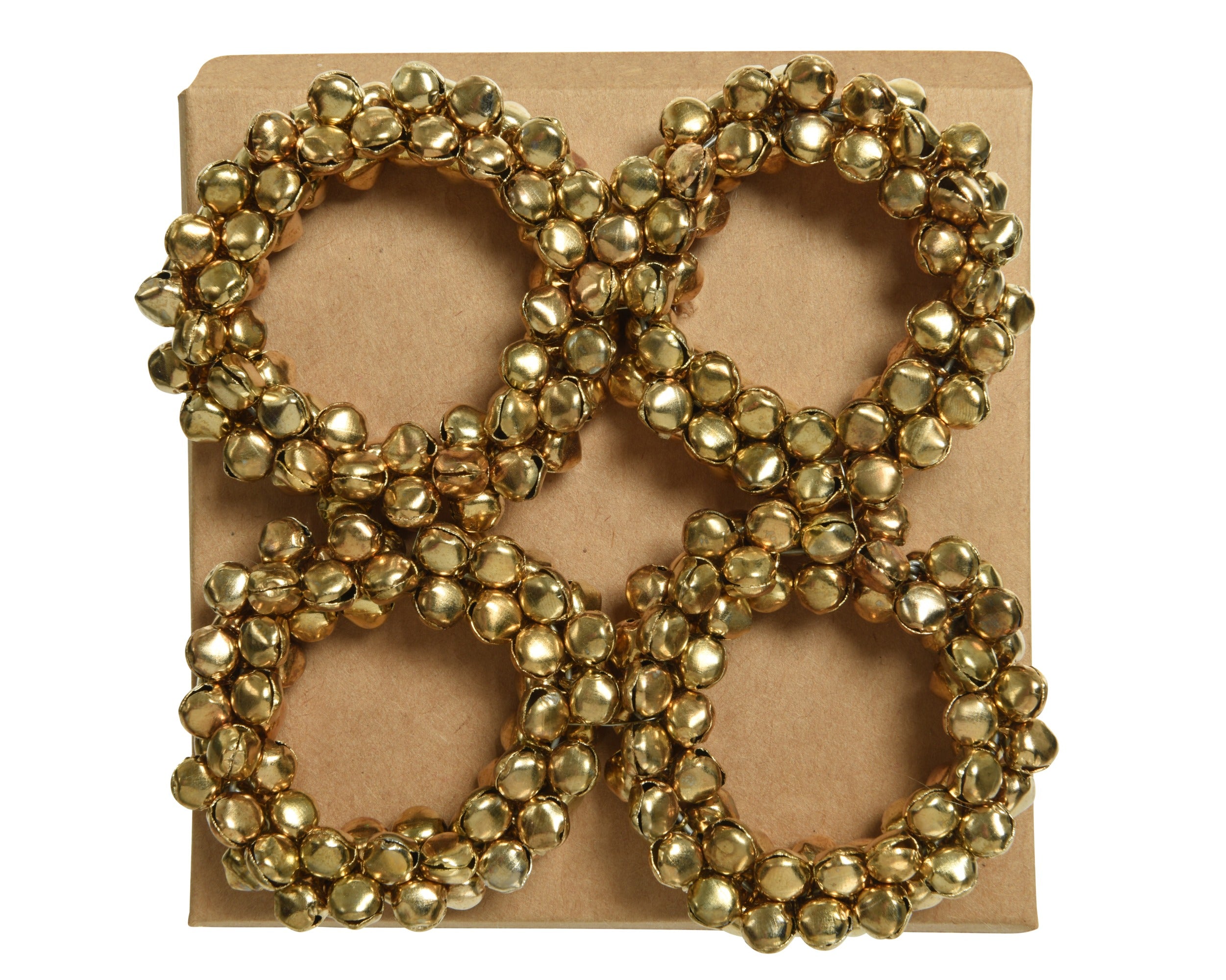 Kerst servetring ijzer bells set/4 6cm - goud