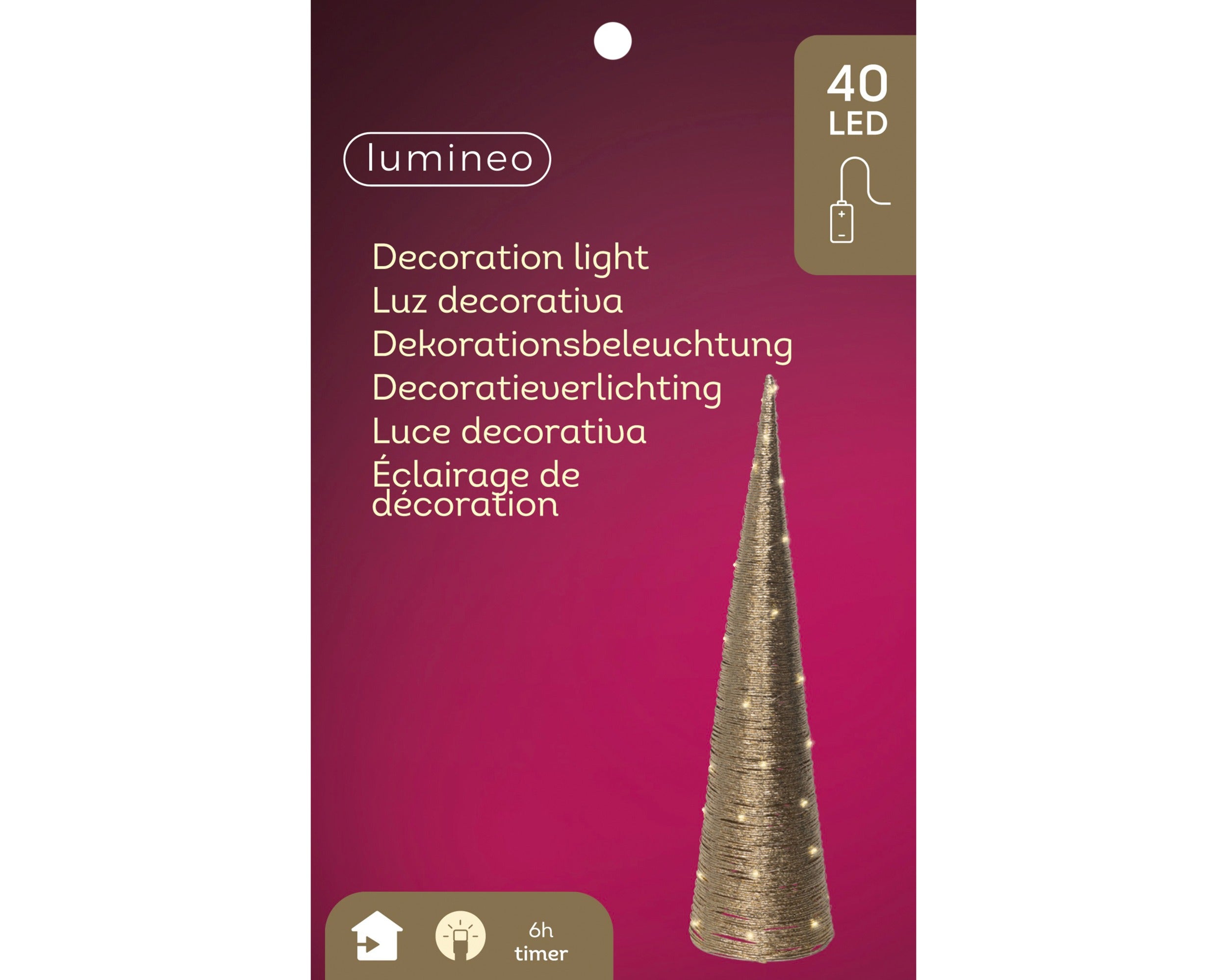 Lumineo micro LED kegel binnen 80cm - goud - warm wit
