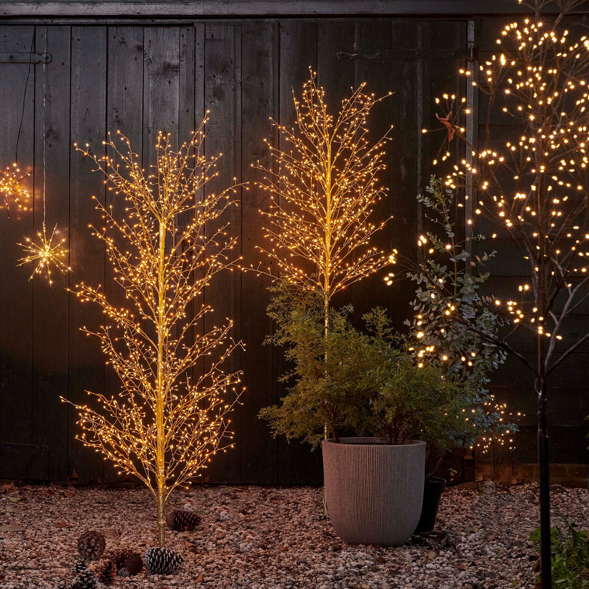 Lumineo micro LED boom ijzer buiten 70x180cm - goud - warm wit/klassiek warm