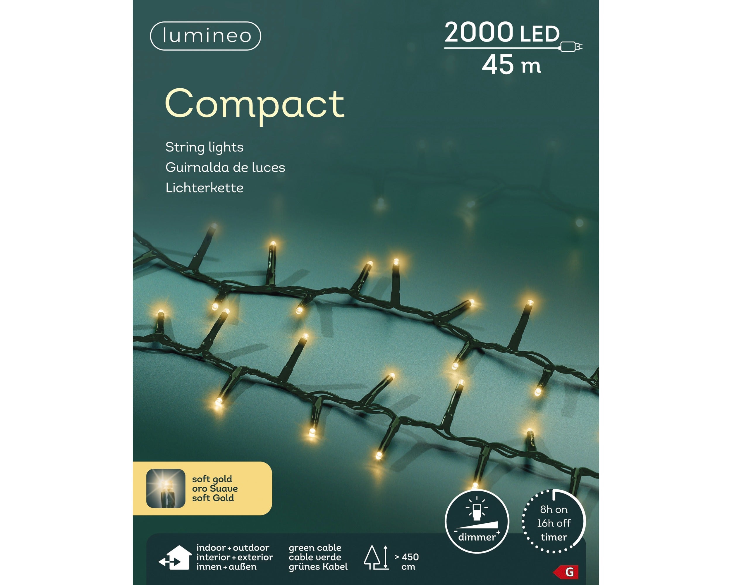 Lumineo LED compact 4500cm 2000L - groen/soft gold  - kerstverlichting