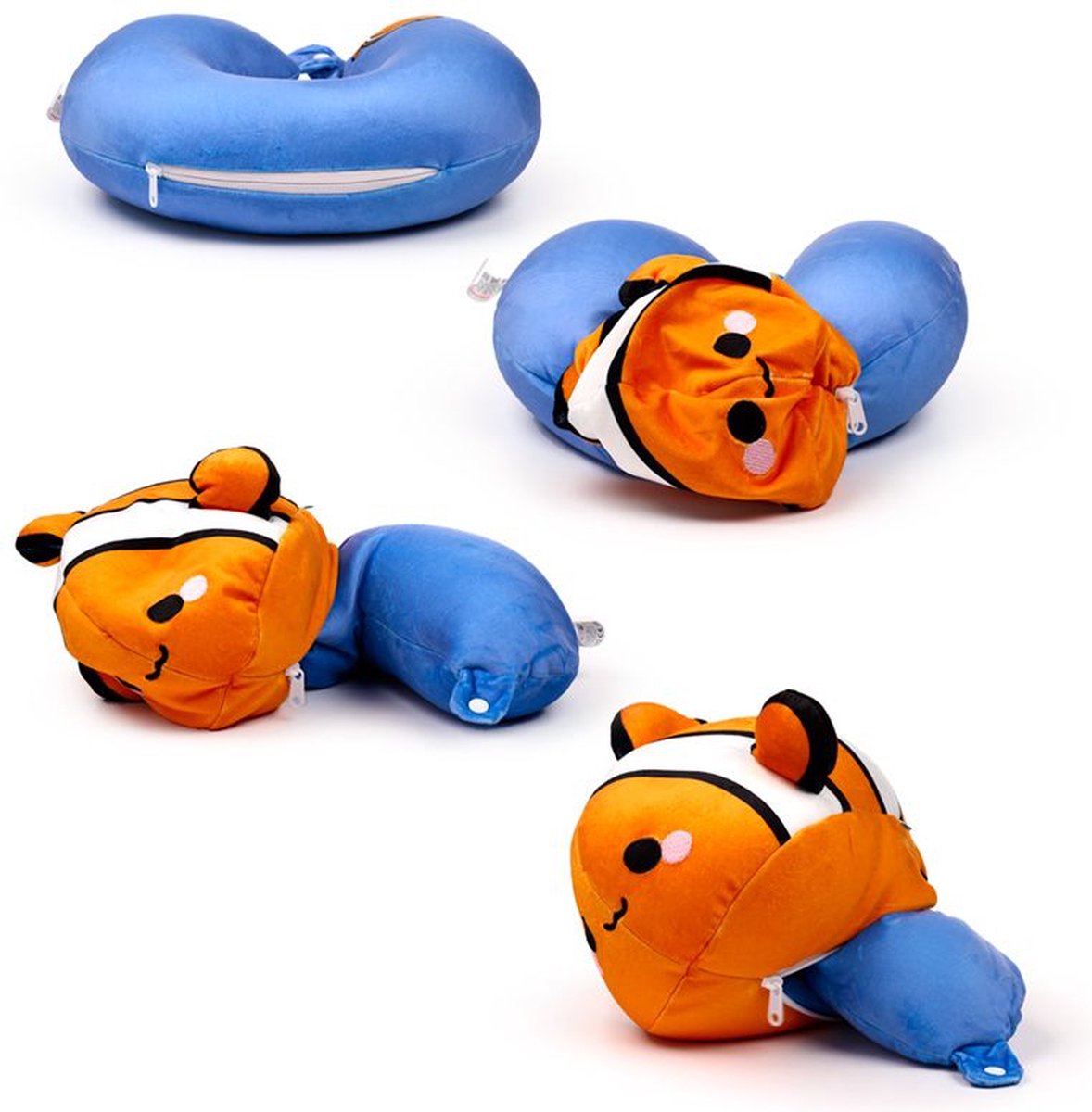 SWAPSEAZZZ 2in1 pluche reiskussen en speelgoed - clownvis