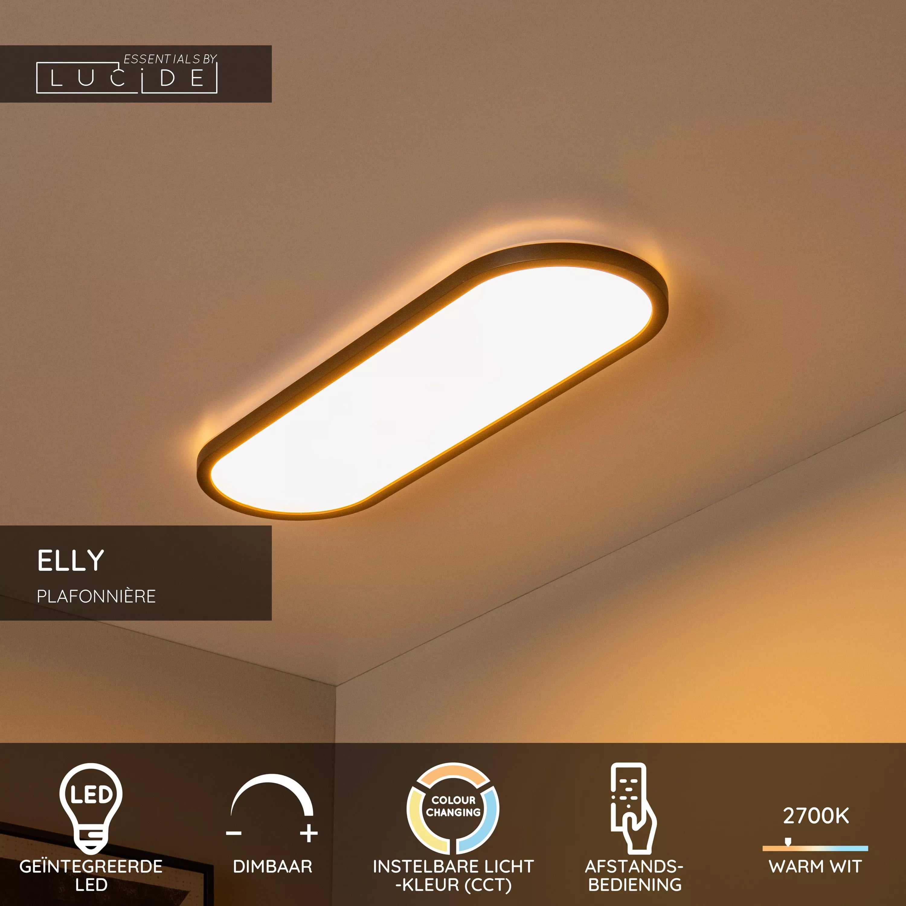Lucide ELLY - Plafonnière - LED Dimb. - CCT - 1x24W 2700K/4000K - Opaal