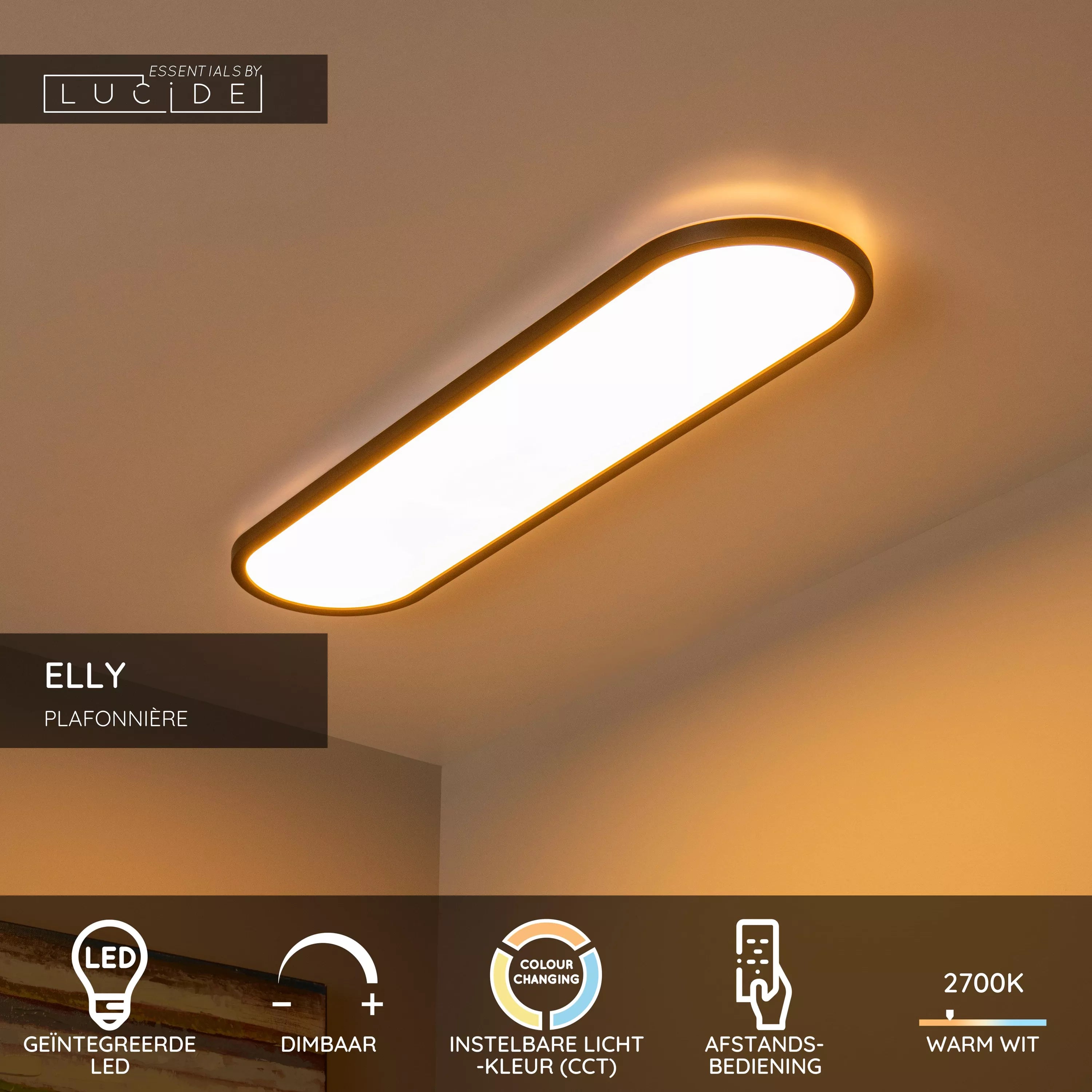 Lucide ELLY - Plafonnière - LED Dimb. - CCT - 1x36W 2700K/4000K - Opaal