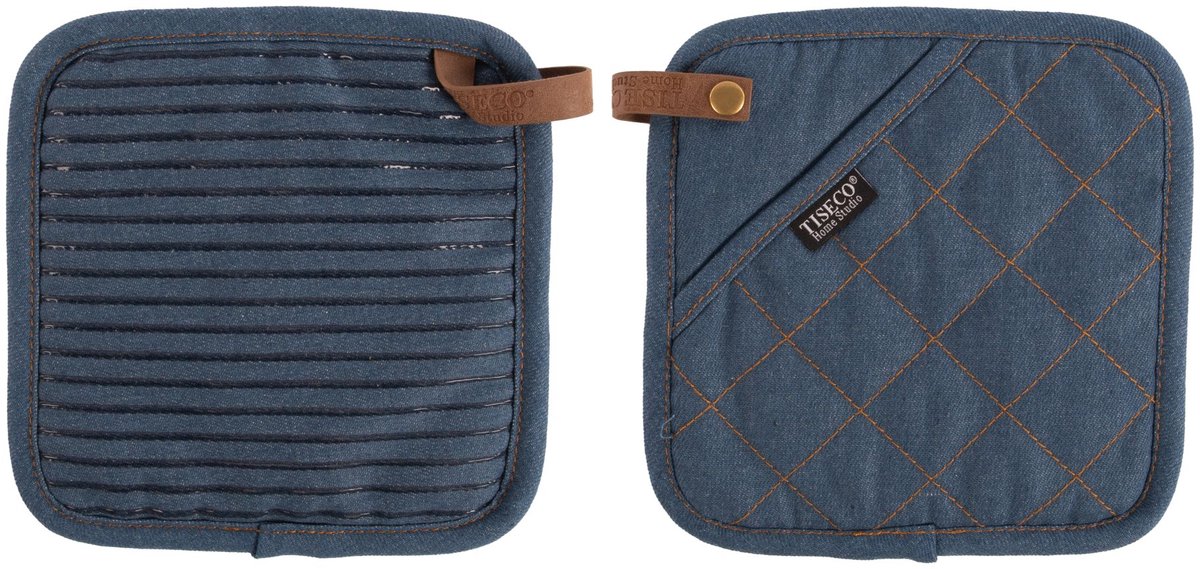 TISECO Indigo pannenlappen 2st.- 20x20cm - donkerblauw