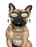 Glasschilderij Buldog met bril - 60x80cm - met goudfolie
