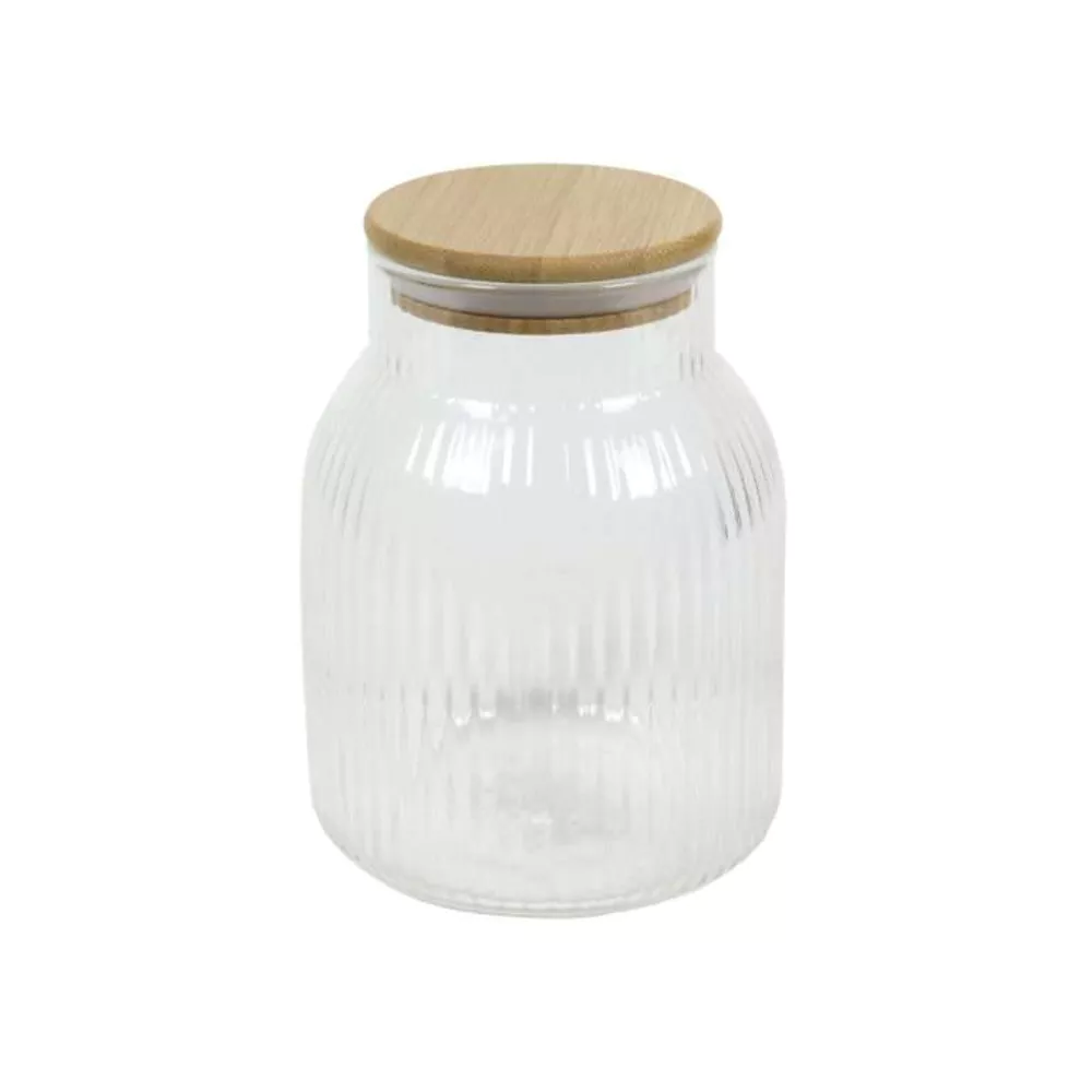 Voorraadpot lines bamboo deksel - 11,5x16cm
