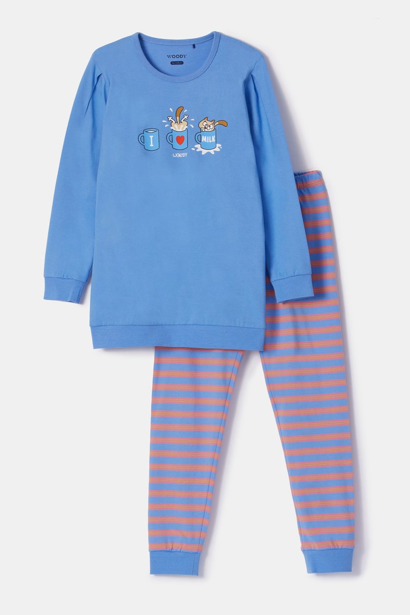 WOODY Meisjes pyjama - blauw - 3Y