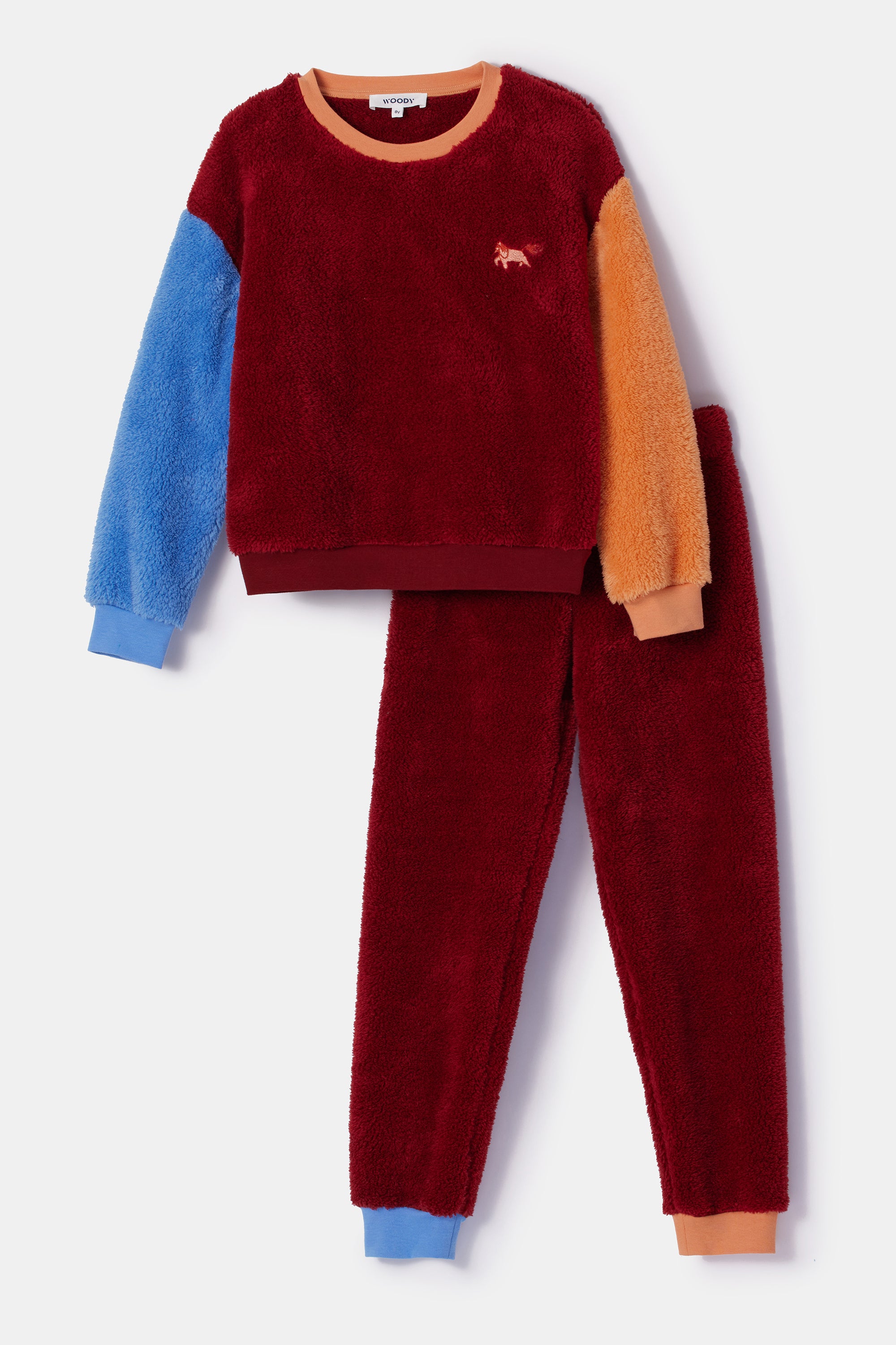 WOODY Unisex sweater en broek - donkerrood - M