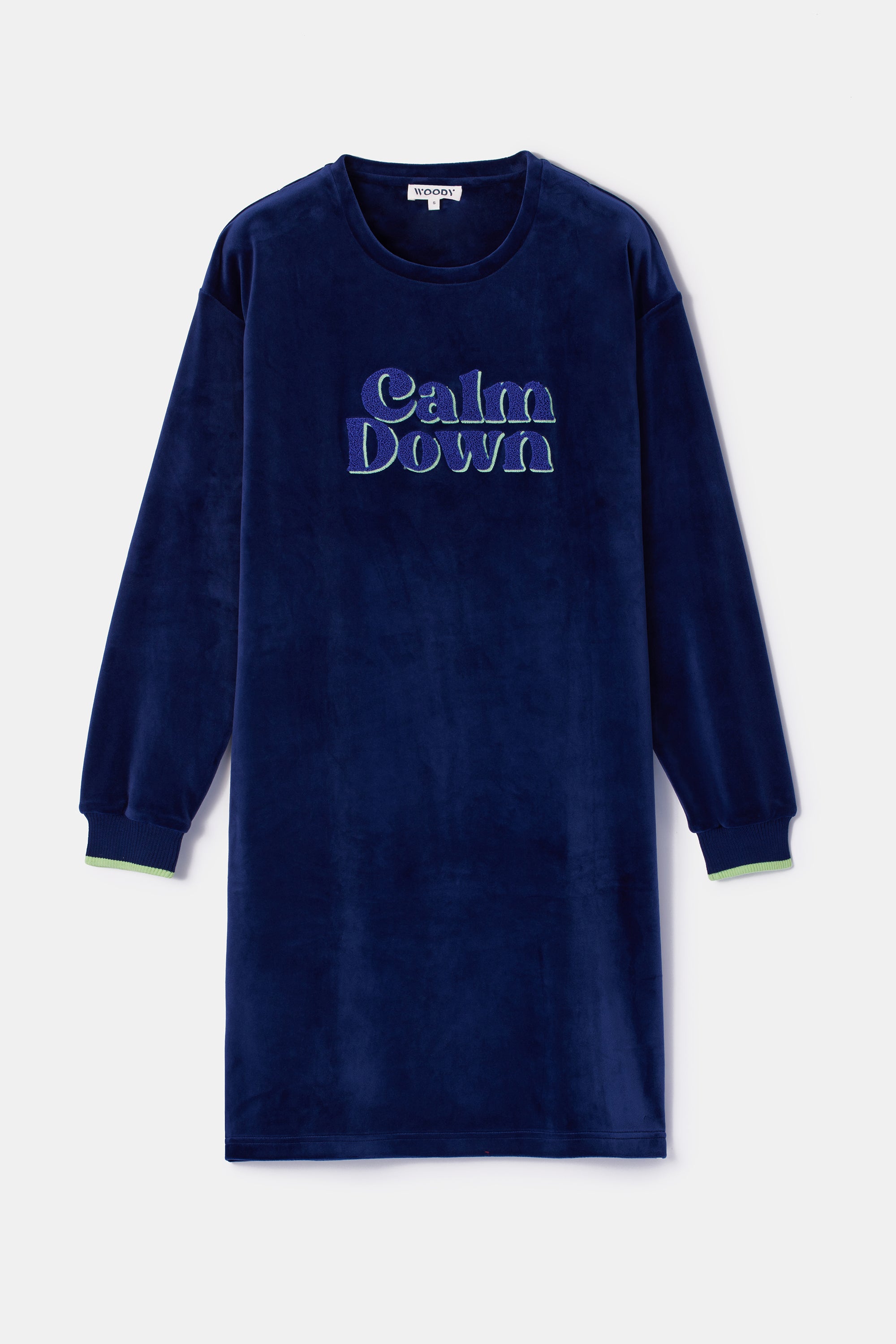 WOODY Dames slaapkleedje - donkerblauw - S