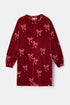 WOODY Meisjes slaapkleedje - bordeaux strikkenprint - 4Y