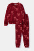 WOODY Meisjes pyjama - bordeaux strikkenprint - 6Y