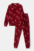 WOODY Dames pyjama - bordeaux strikkenprint - L