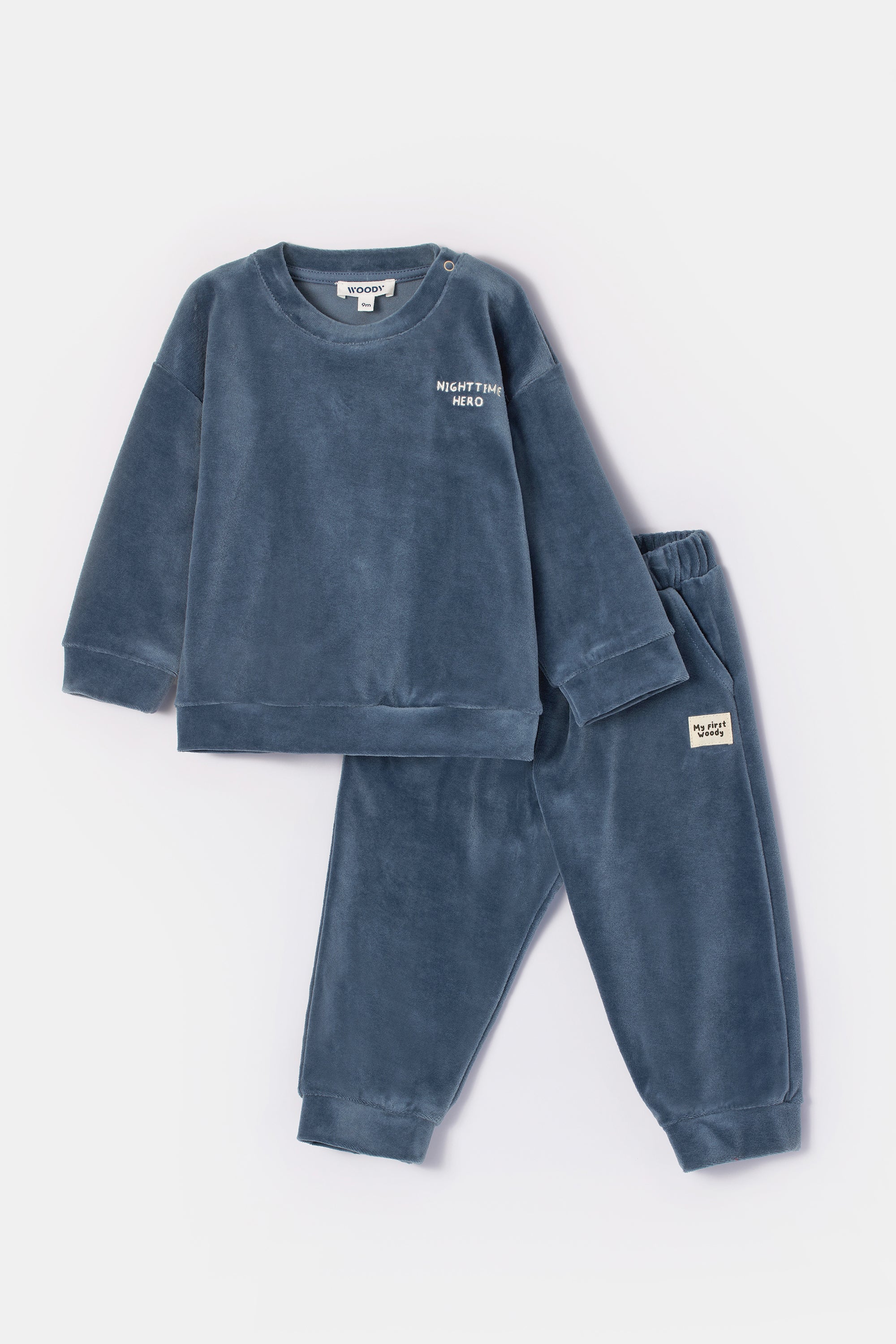 WOODY Unisex pyjama - blauwgrijs - 24m/2Y