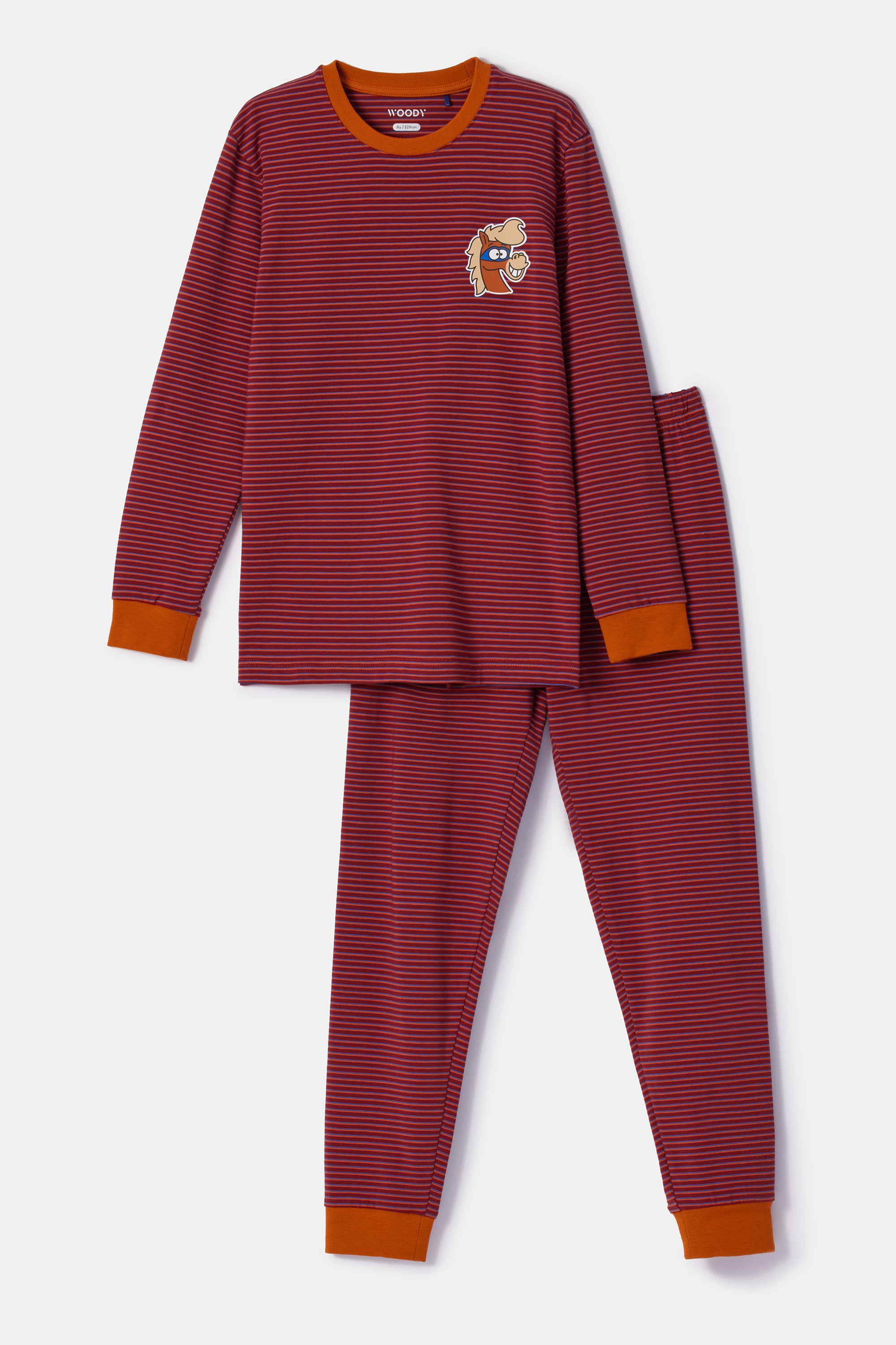 WOODY Jongens pyjama - rode streep - 8Y