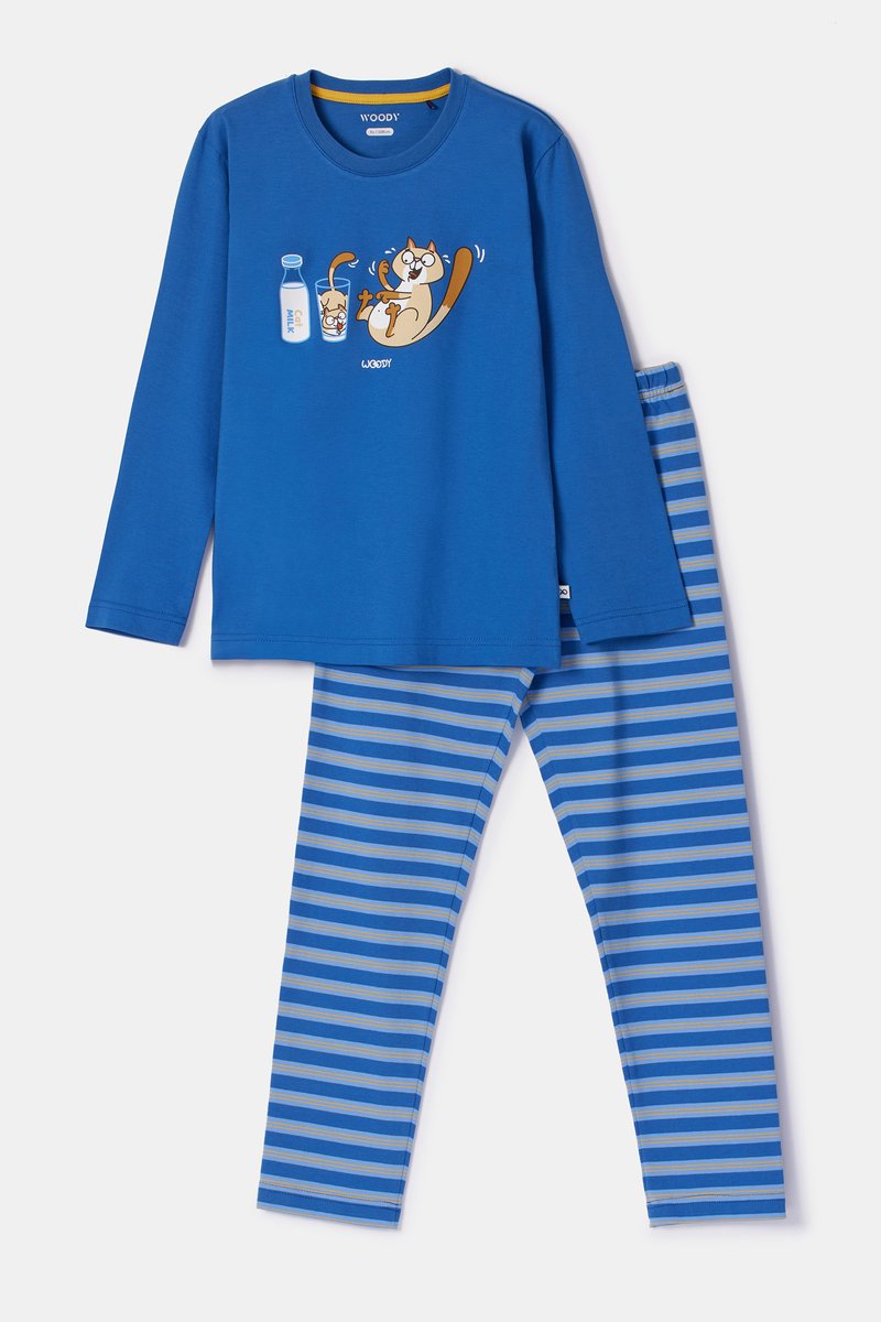 WOODY Jongens pyjama - donkerblauw - 8Y