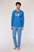 WOODY Heren pyjama - blauw - L