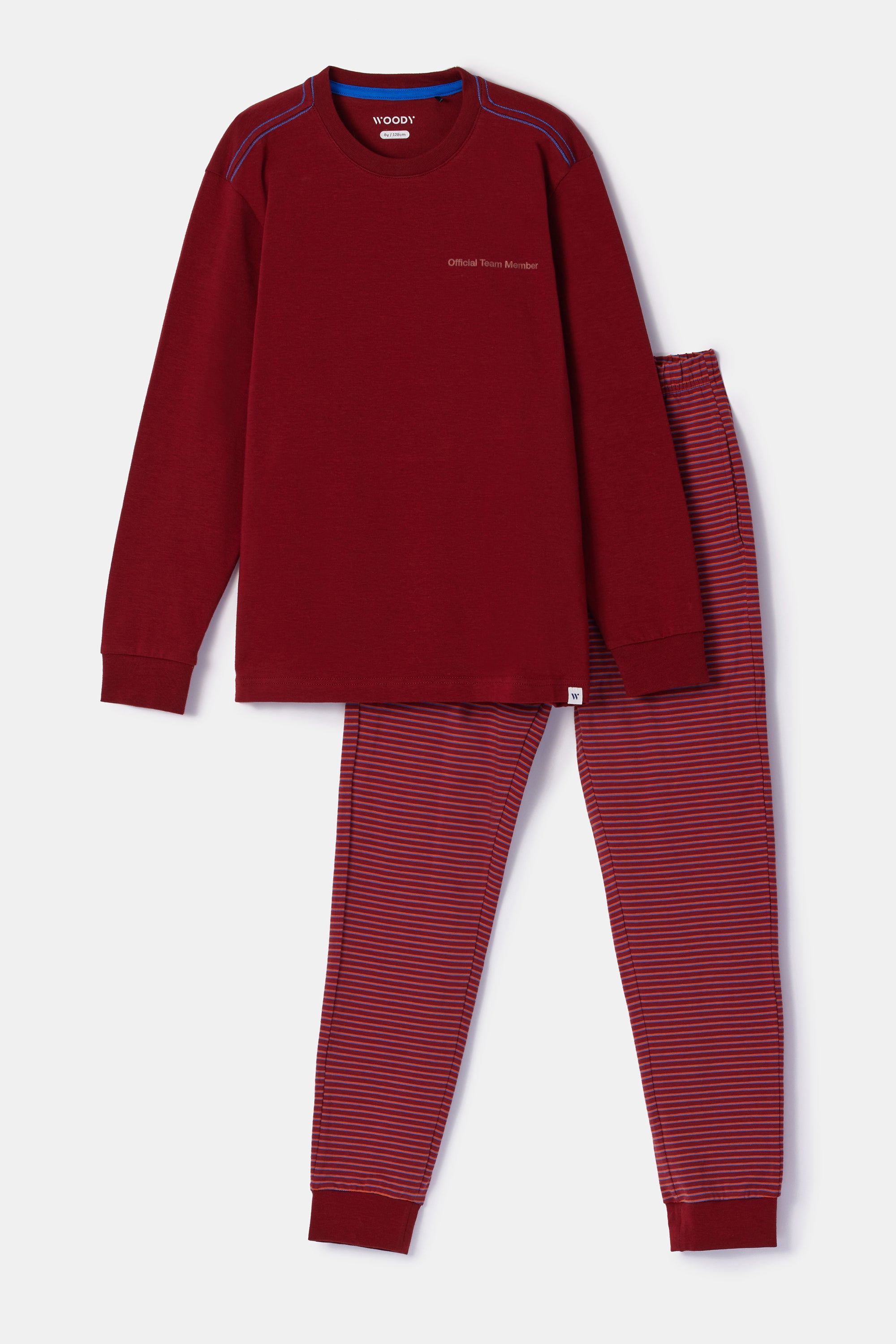 WOODY Jongens pyjama - donkerrood - 16Y
