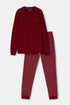 WOODY Heren pyjama - donkerrood - M