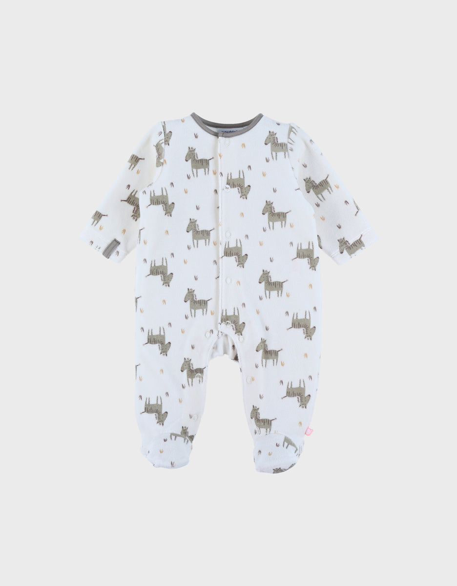 NOUKIES babypyjama SWEET ZEBRA - fluweel zebraprint- 6M