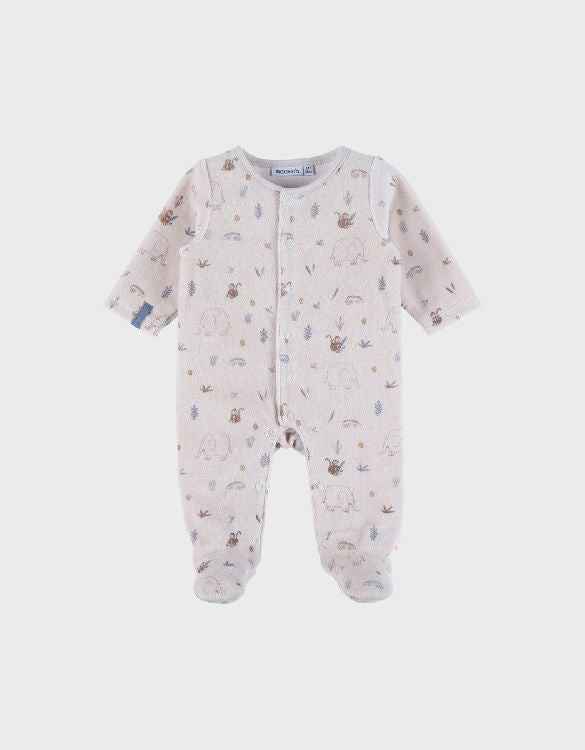 NOUKIES babypyjama JUNGLE - fluweel beige - 6M