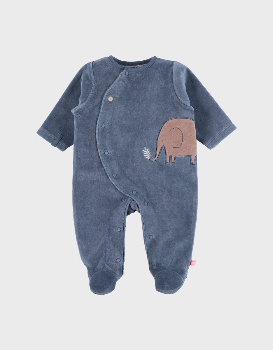 NOUKIES babypyjama JUNGLE - fluweel blauw - 6M