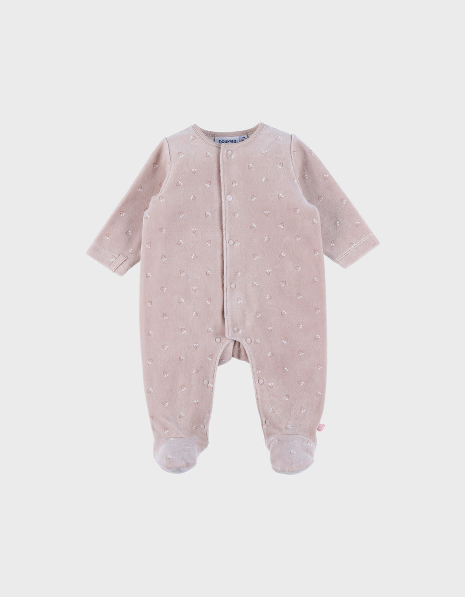 NOUKIES babypyjama NAPPY CAT - fluweel bedrukt - 3M