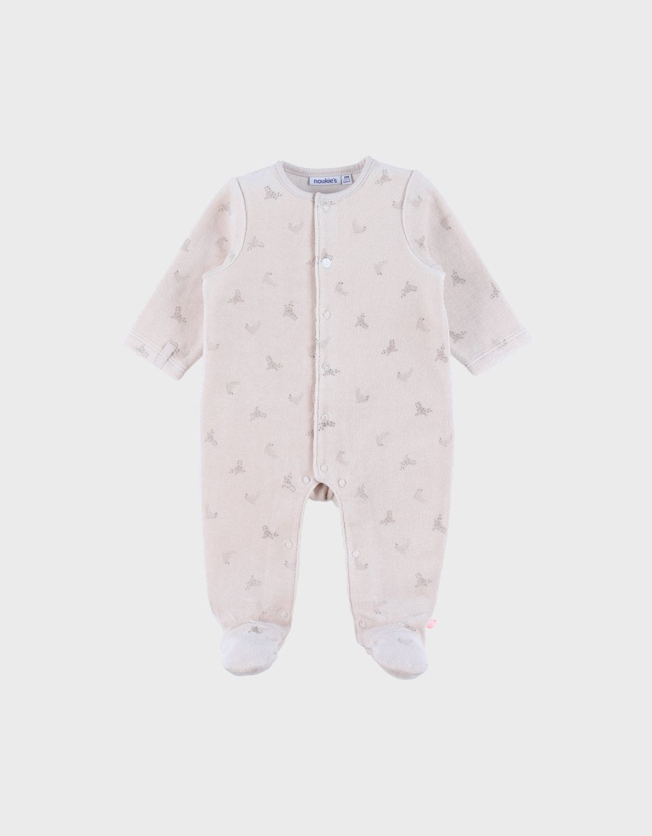 NOUKIES babypyjama NEWBORN - fluweel zeehondprint - 6M