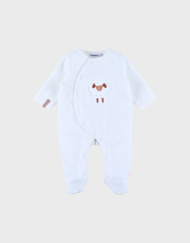 NOUKIES babypyjama FLUFFY - fluweel wit - 0M