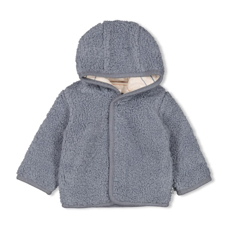 FEETJE Howdy B Jasje omkeerbaar boucle met kap - blauw - 50