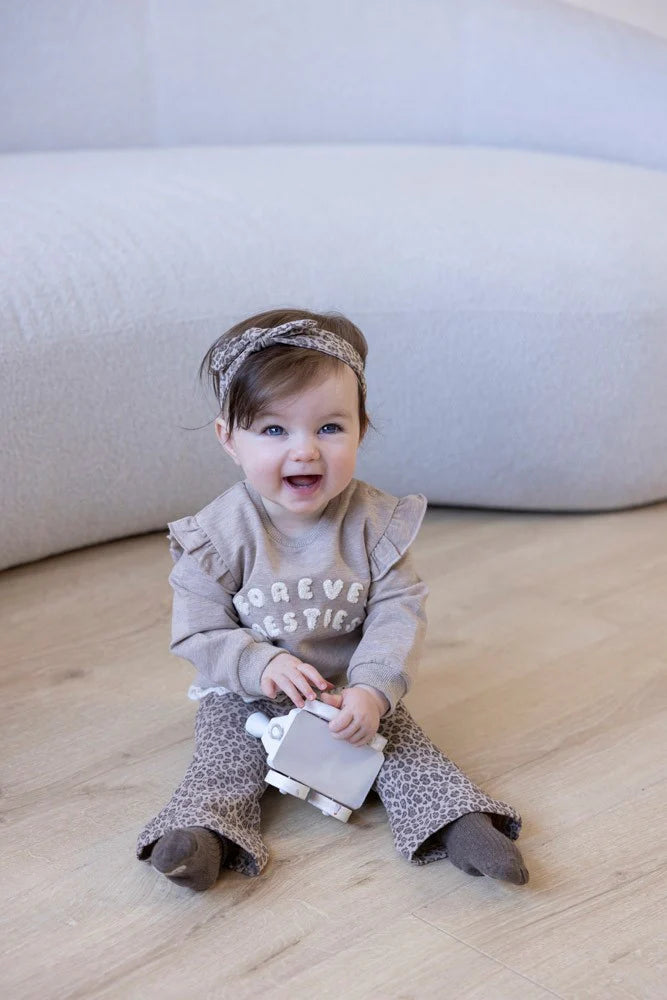FEETJE Better Together G Broek flare print - taupe mel.- 86