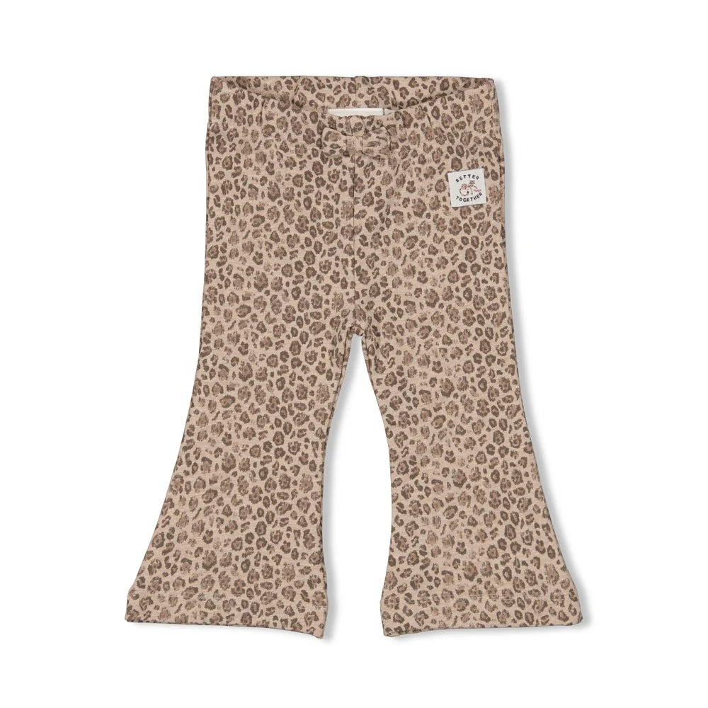 FEETJE Better Together G Broek flare print - taupe mel.- 86