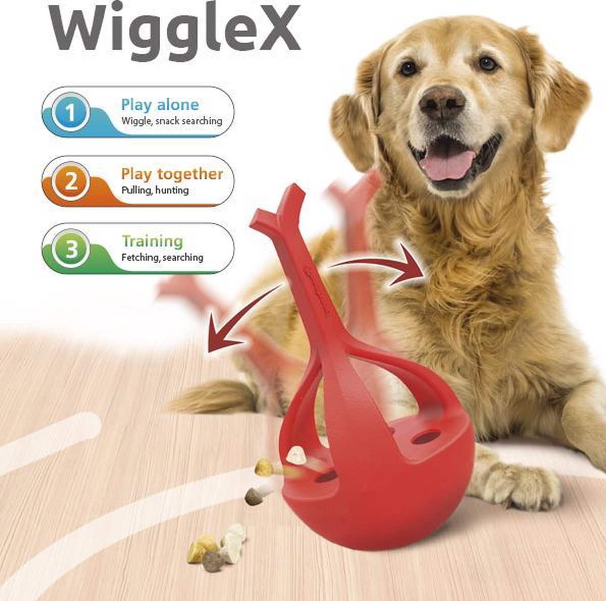 BEEZTEES Hondenspeelgoed Wiggle-X - rood 17x17x30cm