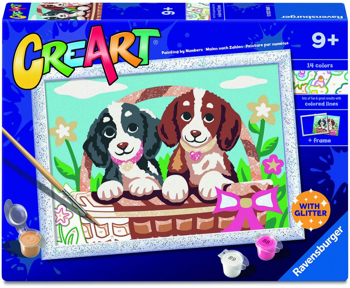 CREART Schilderen - Honden in een mandje