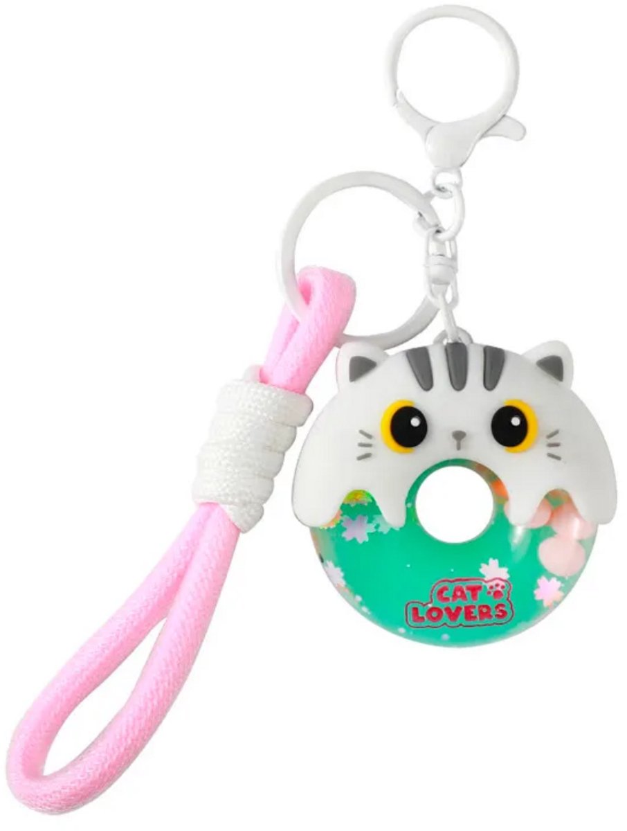 Donut keychain WHITE CAT