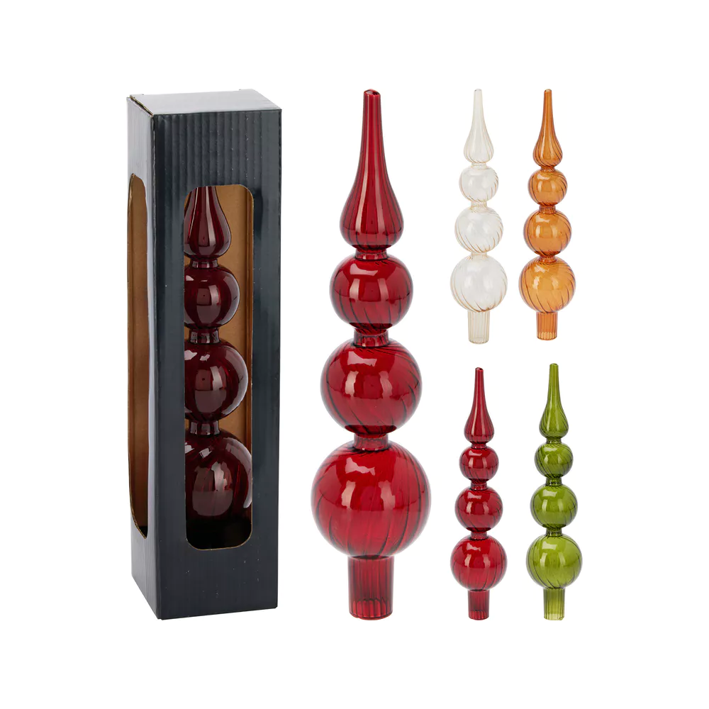 Kerst piek glas 28cm - ass. (prijs per stuk)