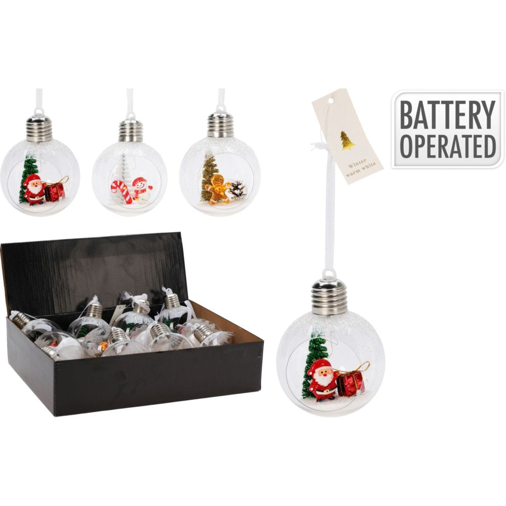 Kerstbal LED 80mm - ass. (prijs per stuk)