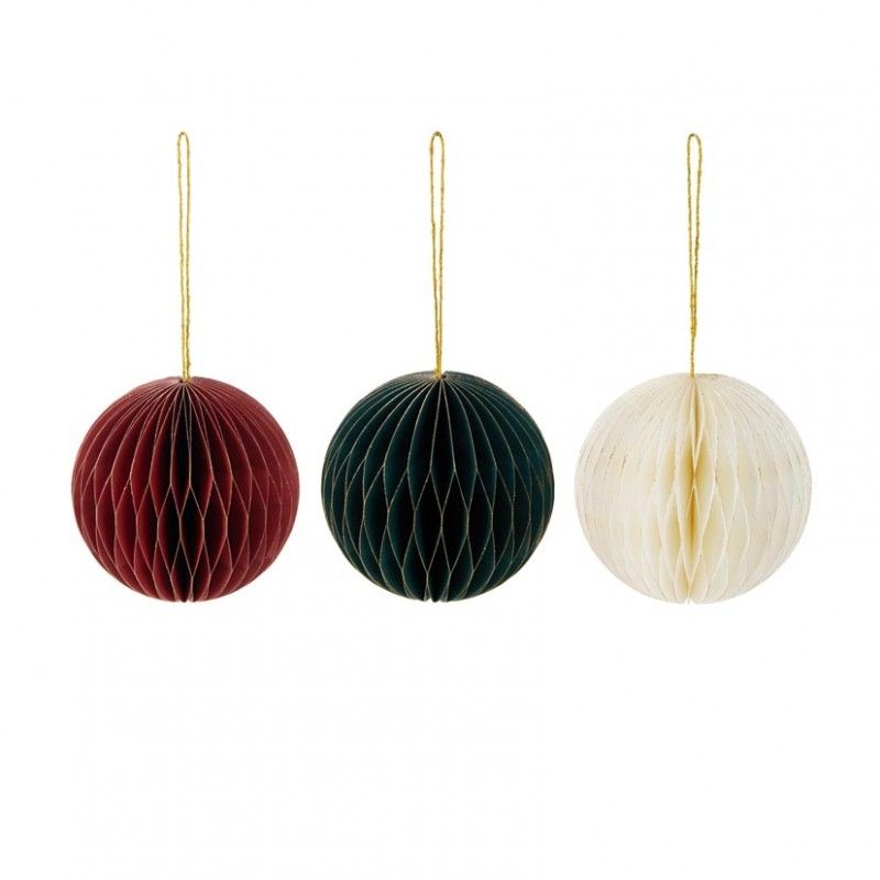 Kerstbal papier 100mm - ass. (prijs per stuk)